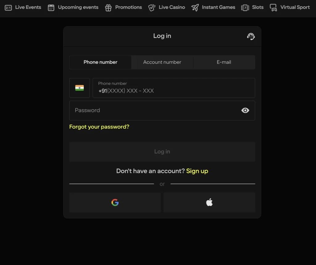 Phone Number Parimatch Login